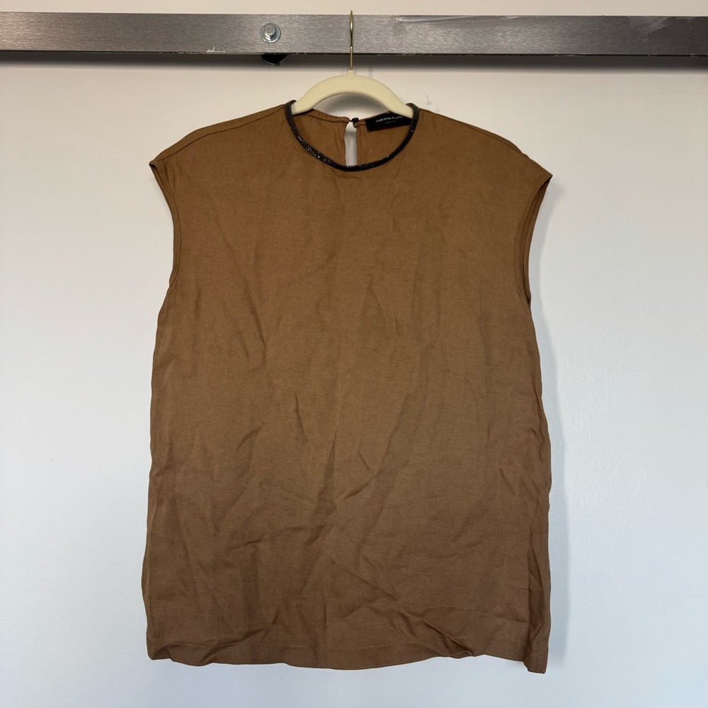 Women's Sleeveless Brown Blouse